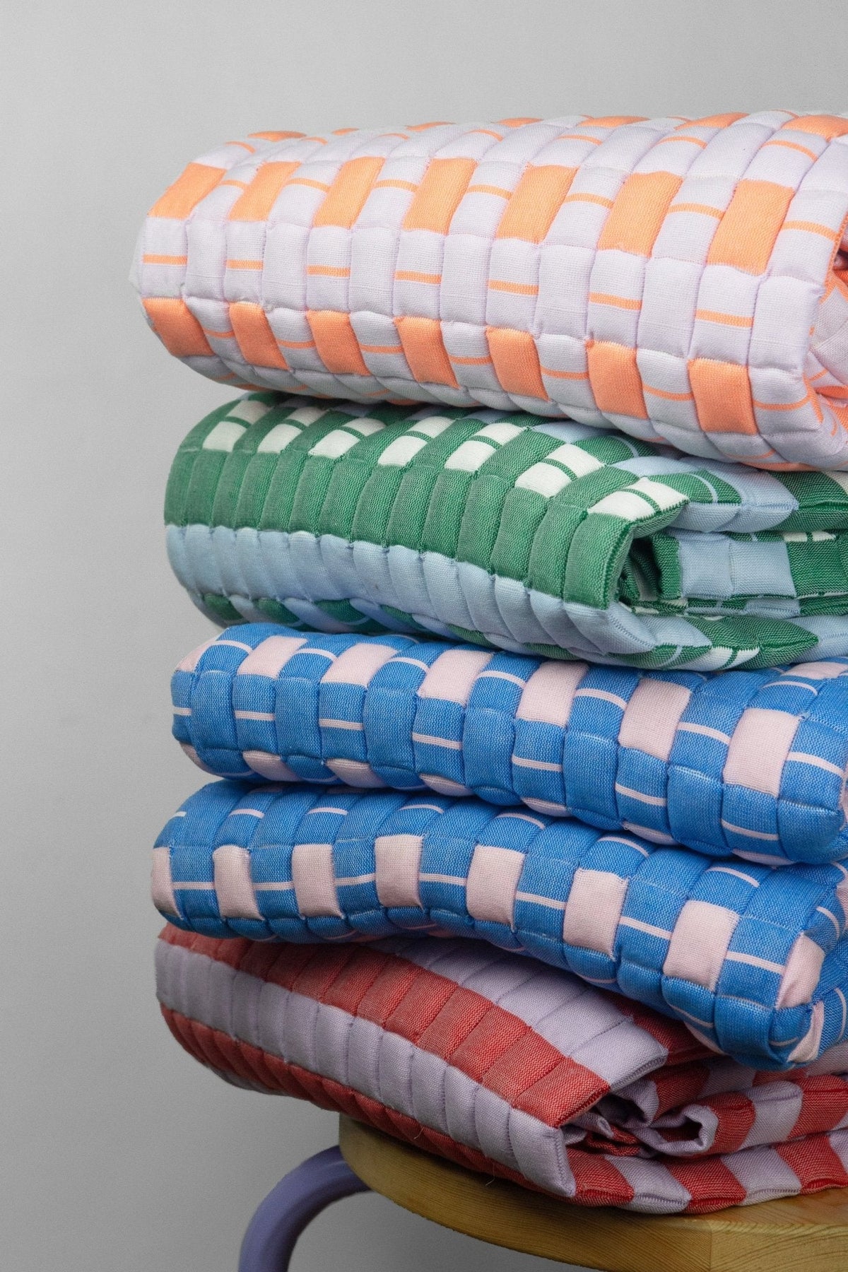 Archive New York Quilted Sujani Throw Blanket - Soft Lilac and Red
