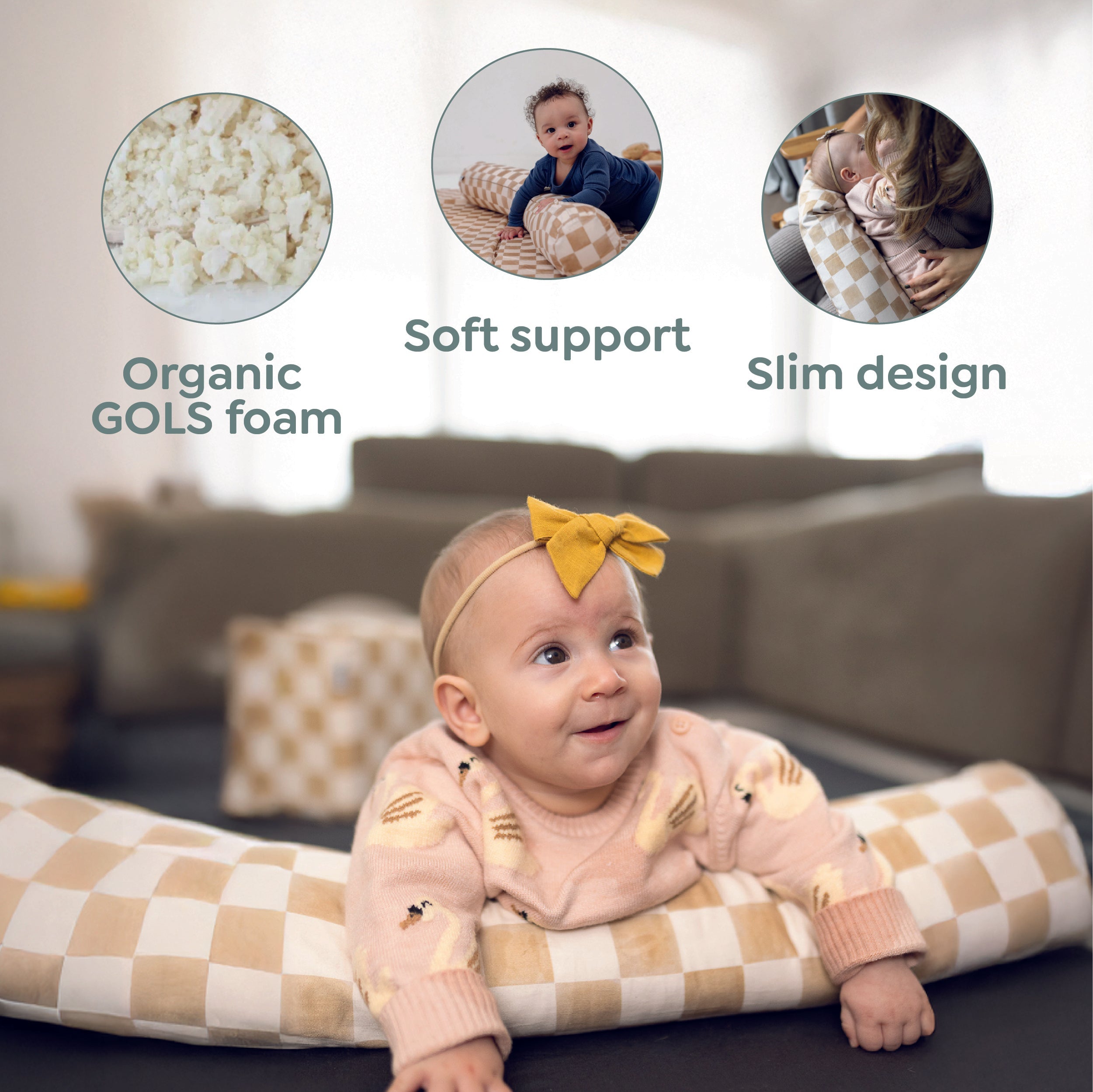 Toki Mats Checker Toffee Support Pillow