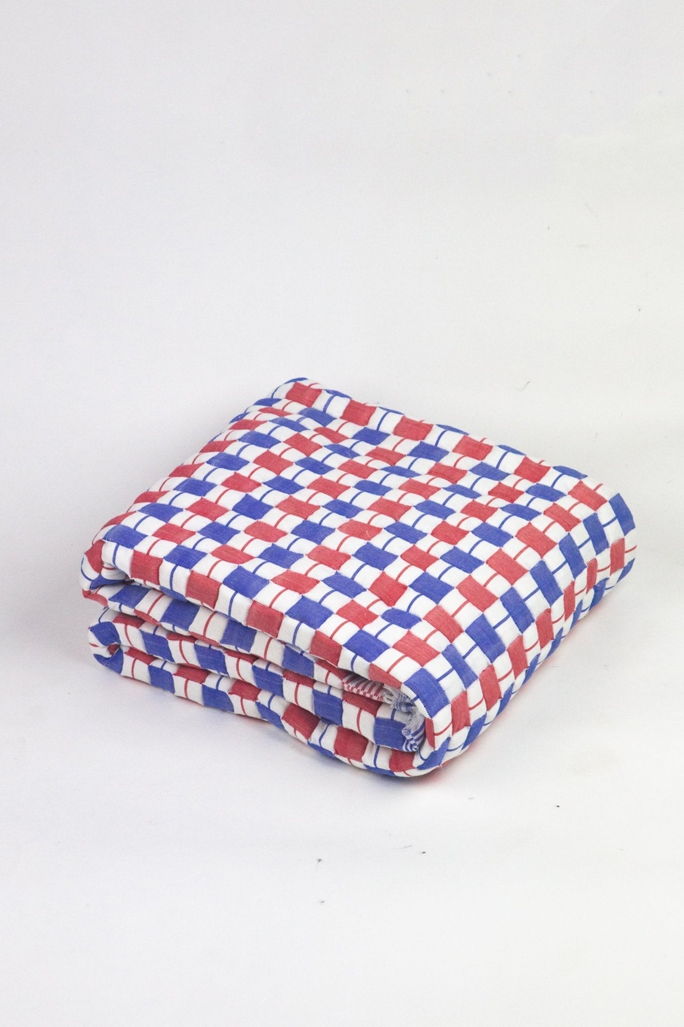Archive New York Quilted Sujani Throw Blanket - Red & Blue