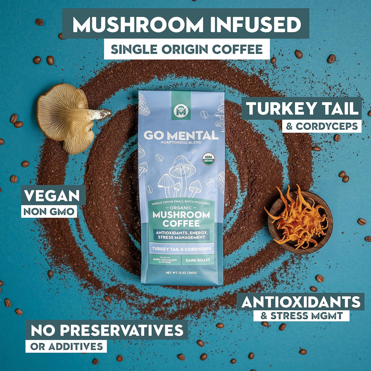 Turkey Tail and Cordyceps mushroom coffee — product image 3