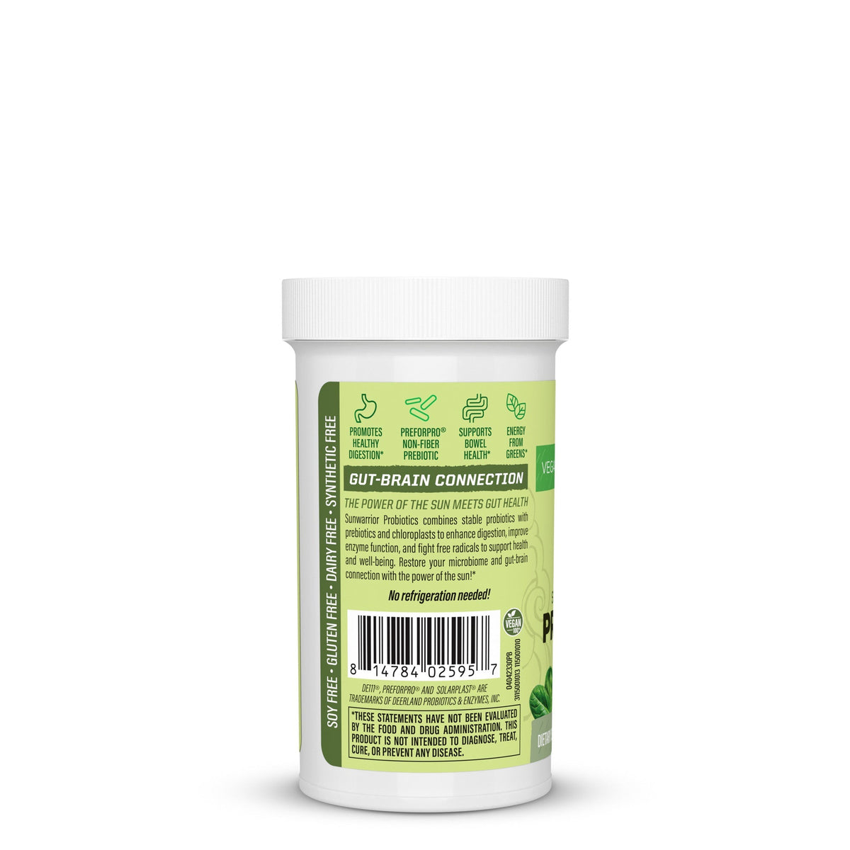 Left view of Sunwarrior Probiotics bottle