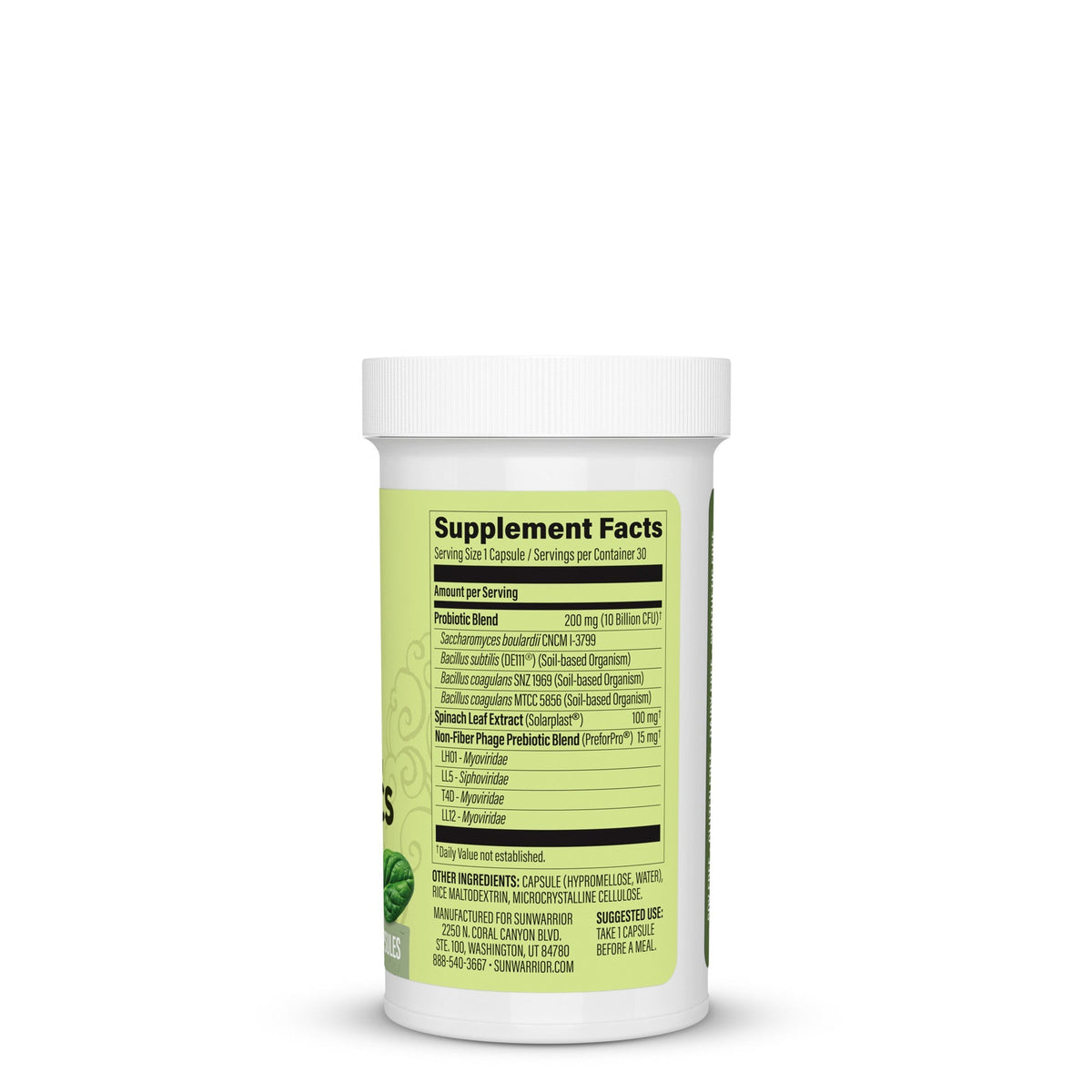 Right view of Sunwarrior Probiotics bottle