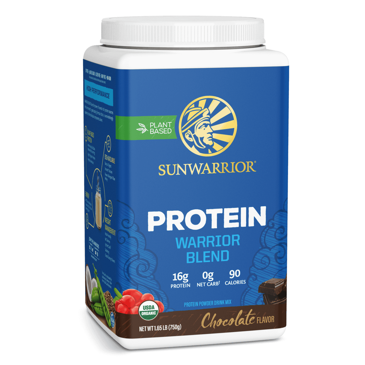 Sunwarrior Warrior Blend Organic Protein – Chocolate – 2 Pack (30 Servings Each)