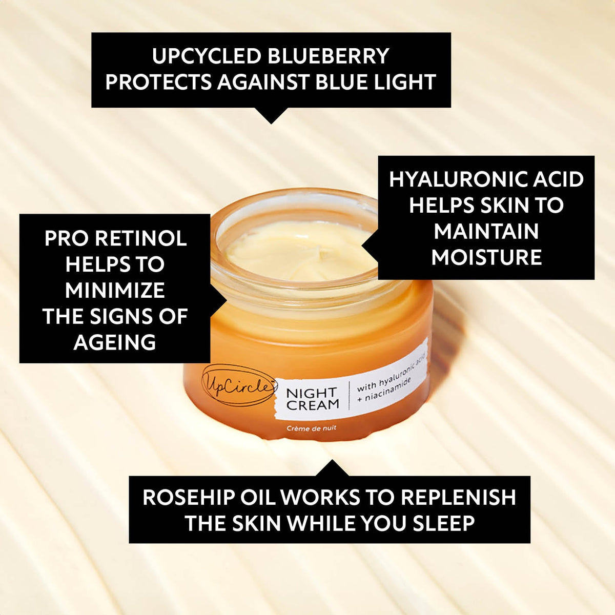 UpCircle Night Cream with Hyaluronic Acid + Niacinamide