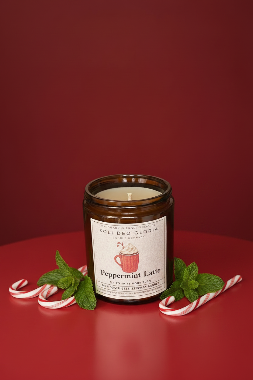 Soli Deo Gloria Candle Company Peppermint Latte | Organic Essential Oil & Extract Infused