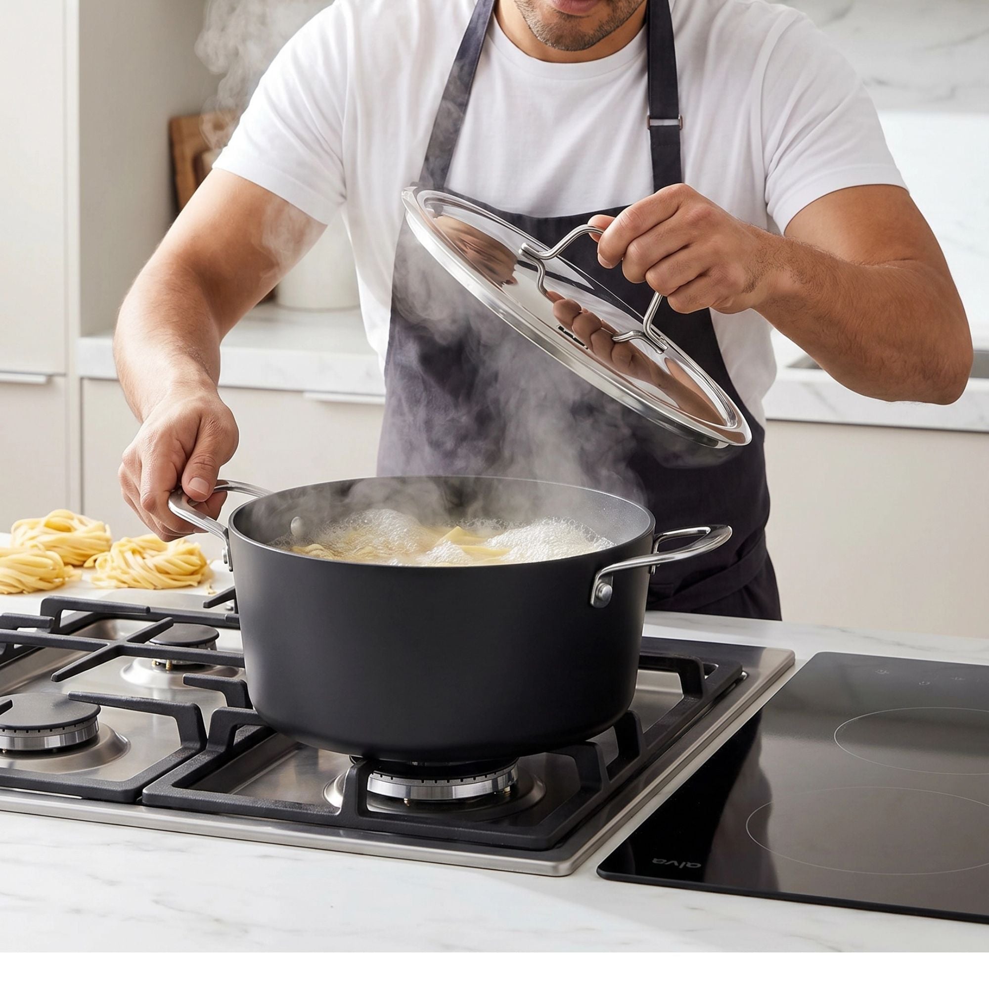 Alva Cookware Ceramic Nonstick Stock Pot with Lid, 4.5-Qt