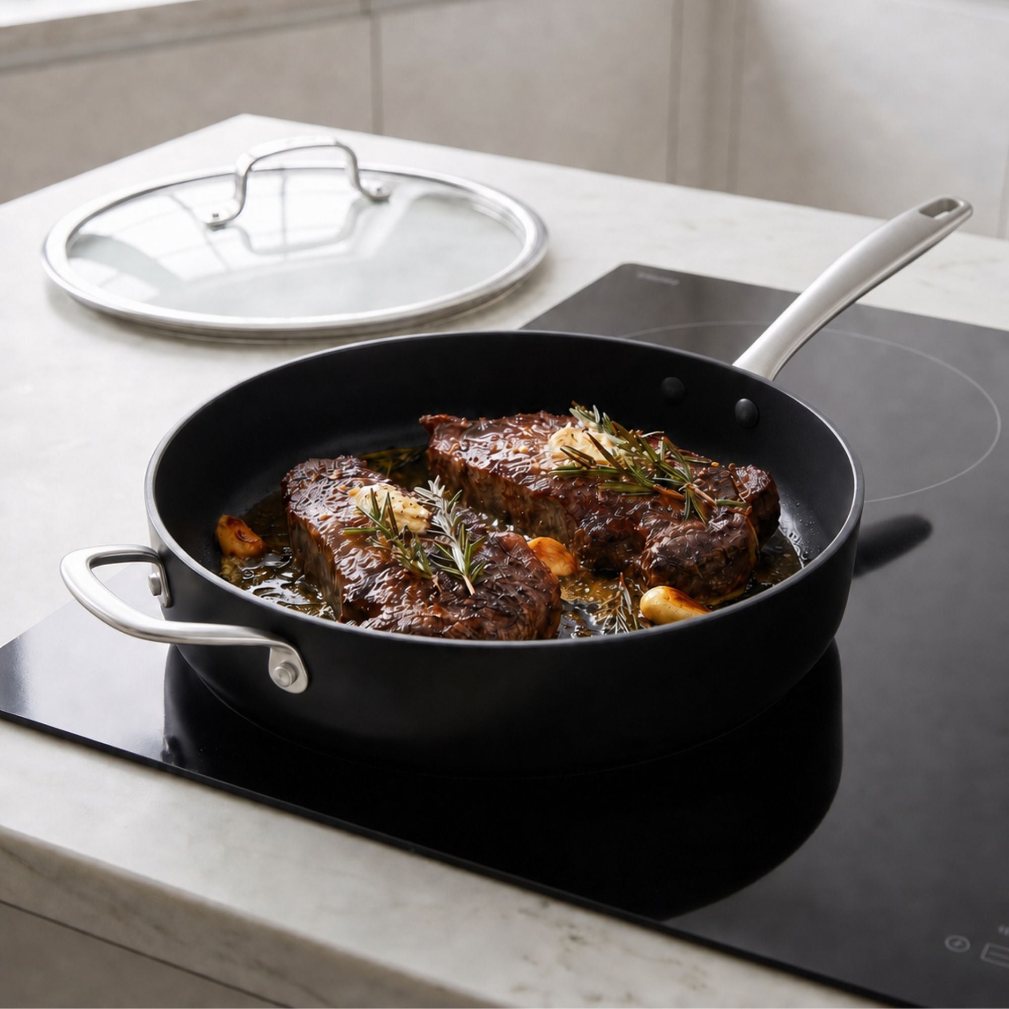 Alva Cookware Ceramic Nonstick Sauté Pan with Lid, 4-Qt