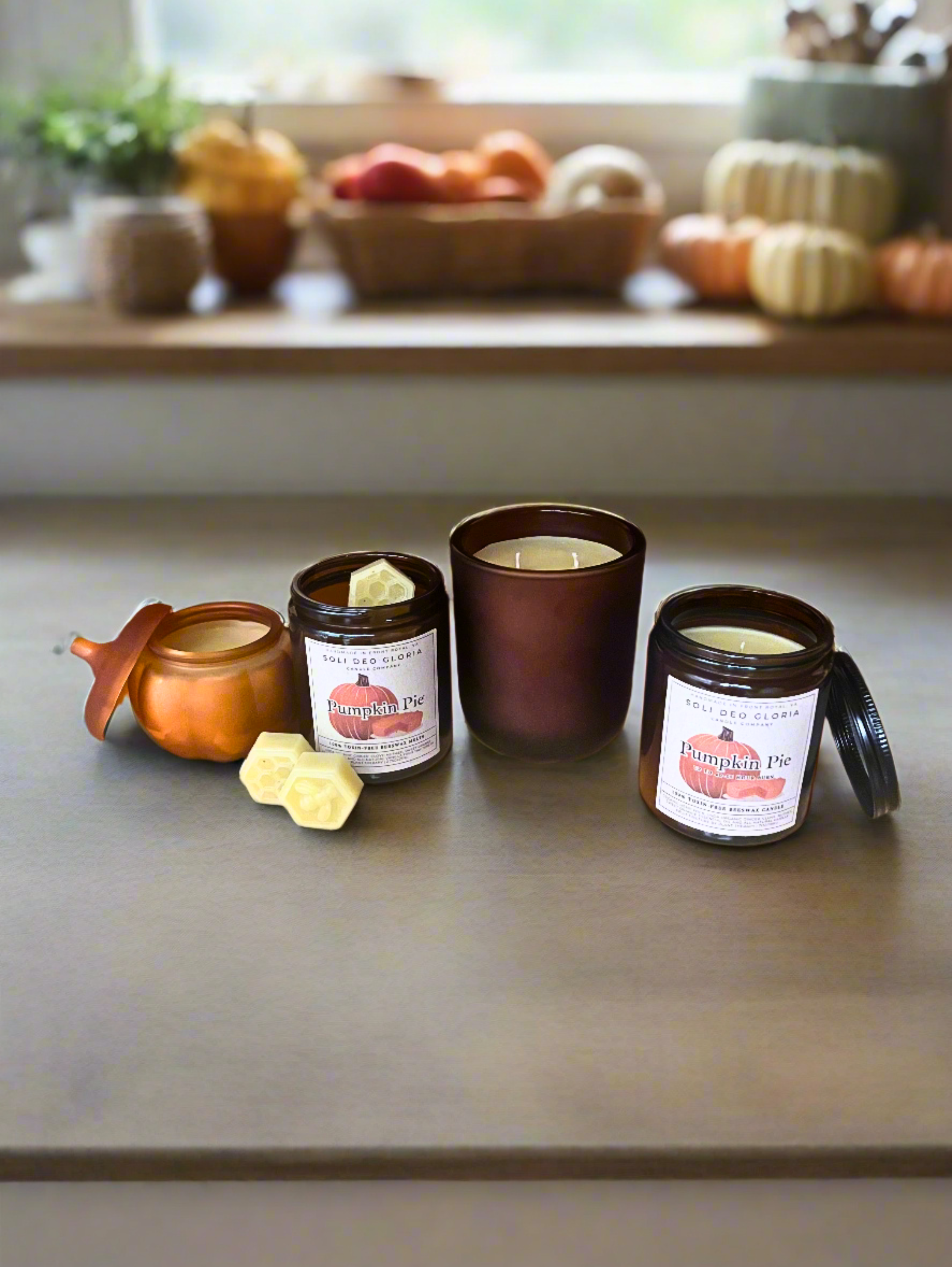 Soli Deo Gloria Candle Company Pumpkin Pie Beeswax Candle | Cozy Fall Bakery Scent