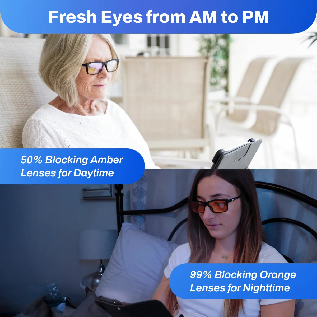 DefenderShield Versa Blue Light Blocking Glasses – 2 in 1 Clip On Lenses