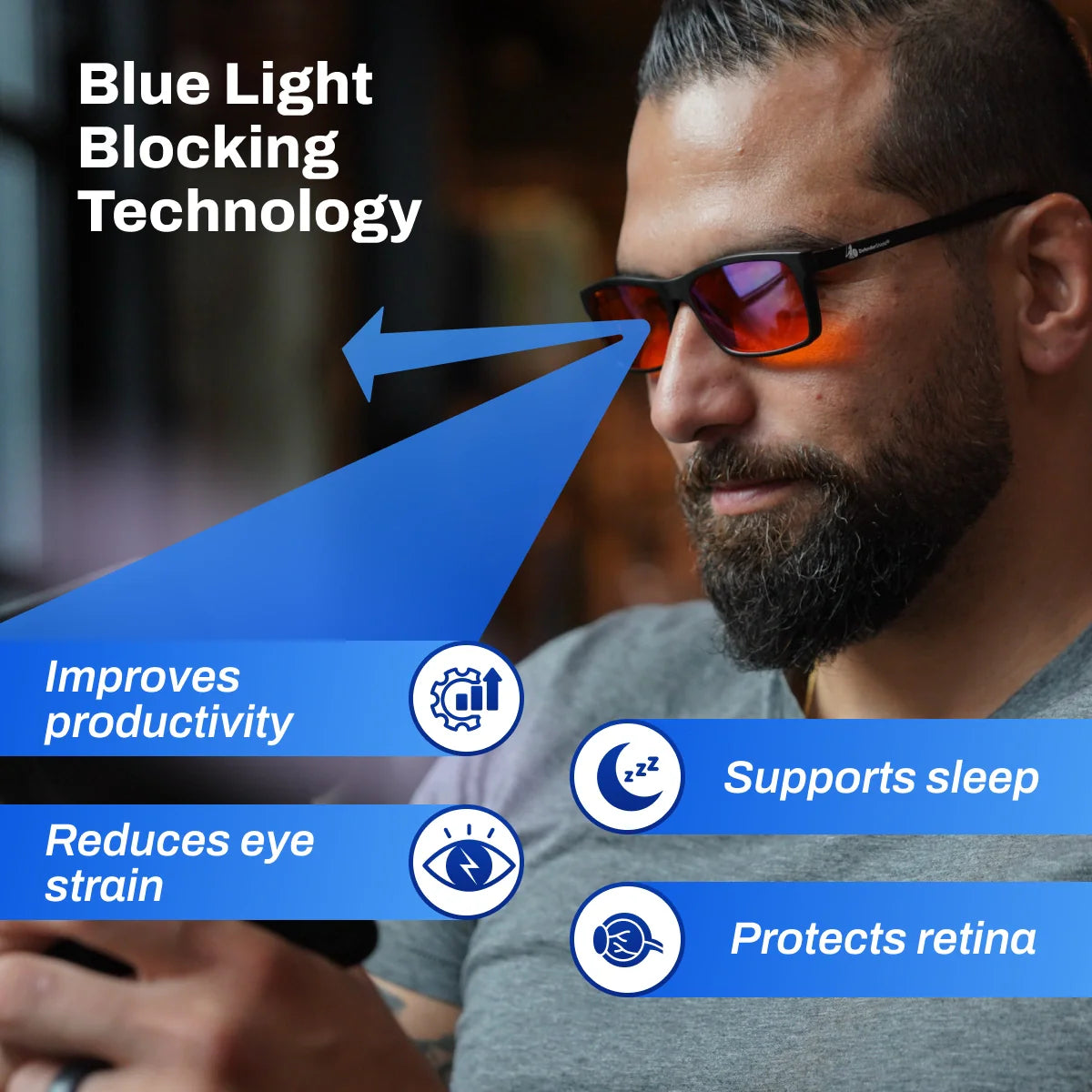 DefenderShield Versa Blue Light Blocking Glasses – 2 in 1 Clip On Lenses