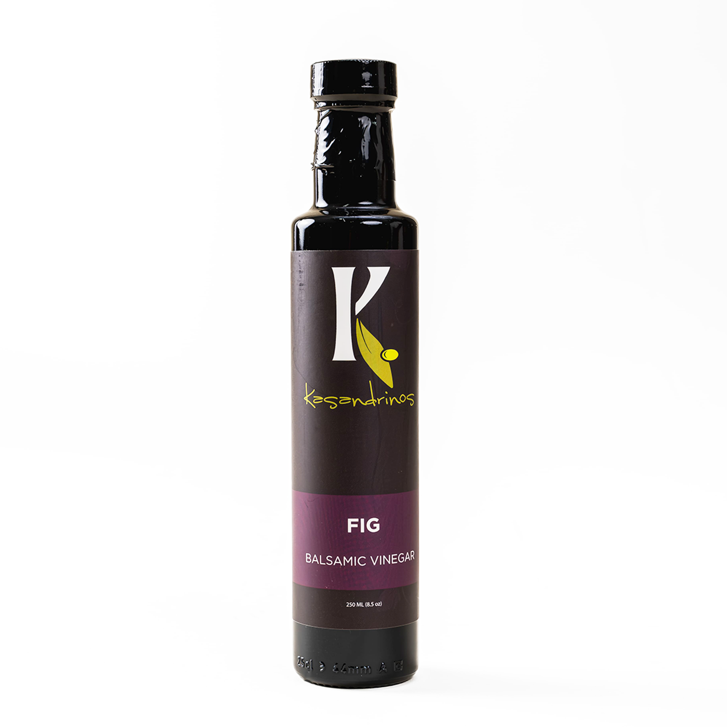 Bottle of Kesonandinos Fig Balsamic Vinegar on a white background