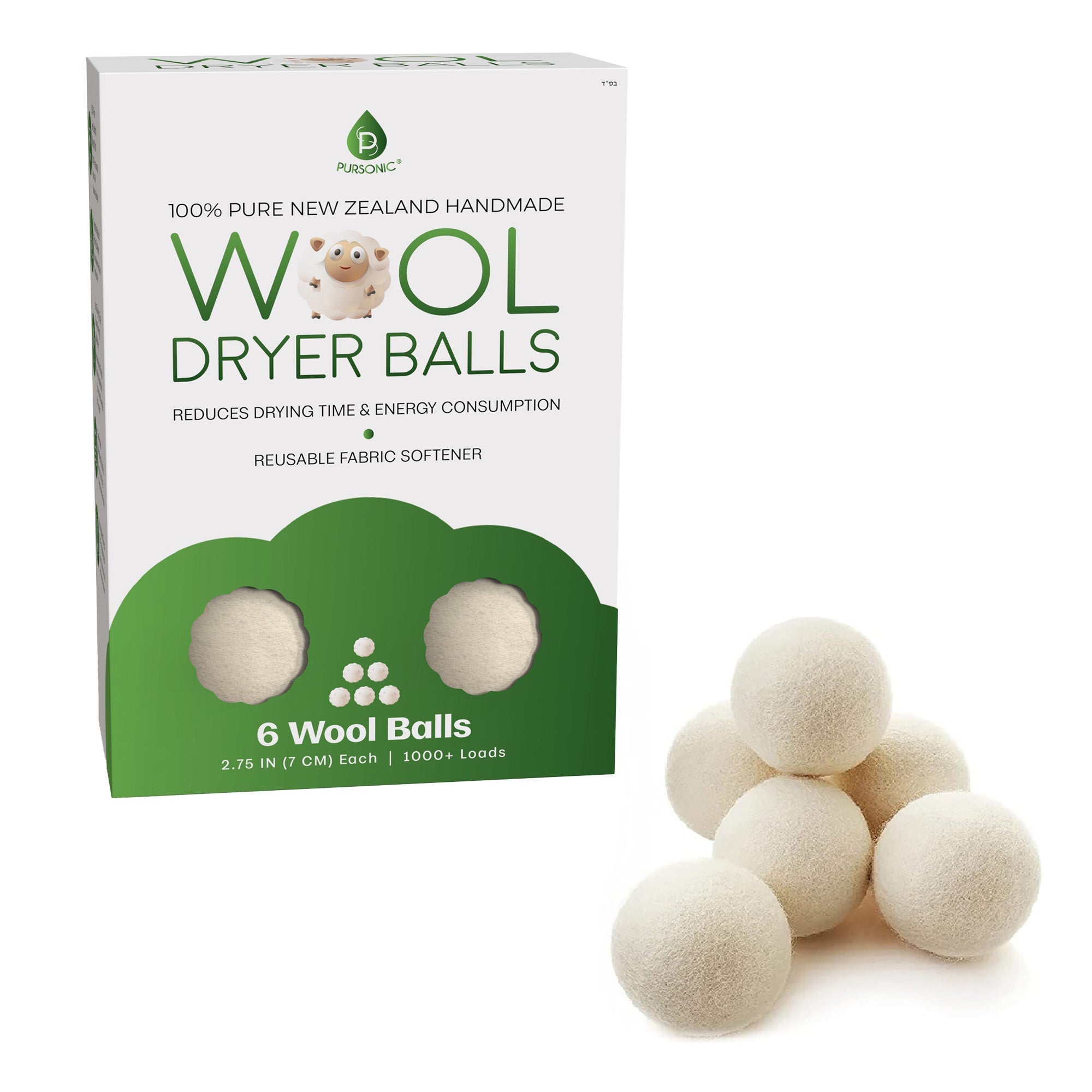 Pursonic 100% Pure New Zealand Wool Dryer Balls