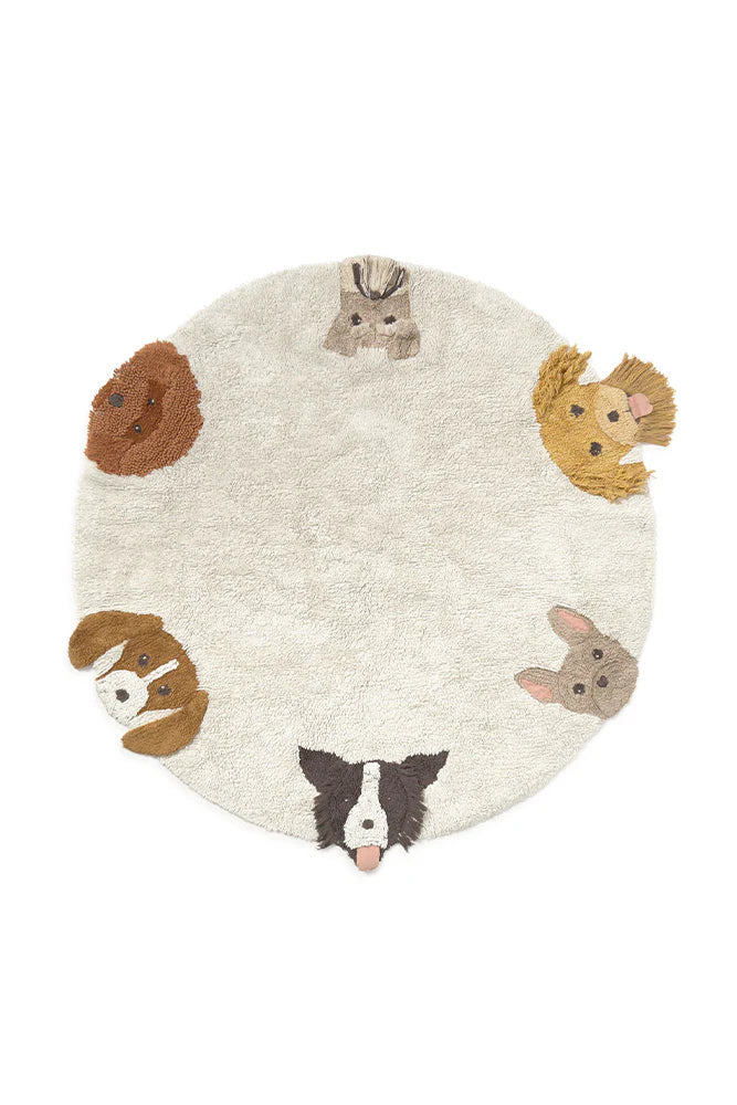 18. Round Washable Dog Friends Rug