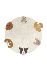18. Round Washable Dog Friends Rug