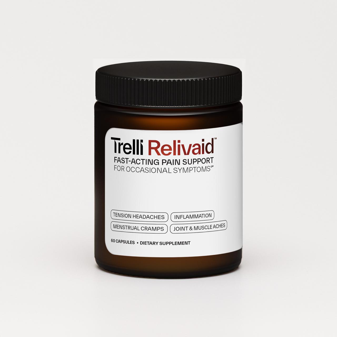 Trelli Relivaid supplement jar on a white background
