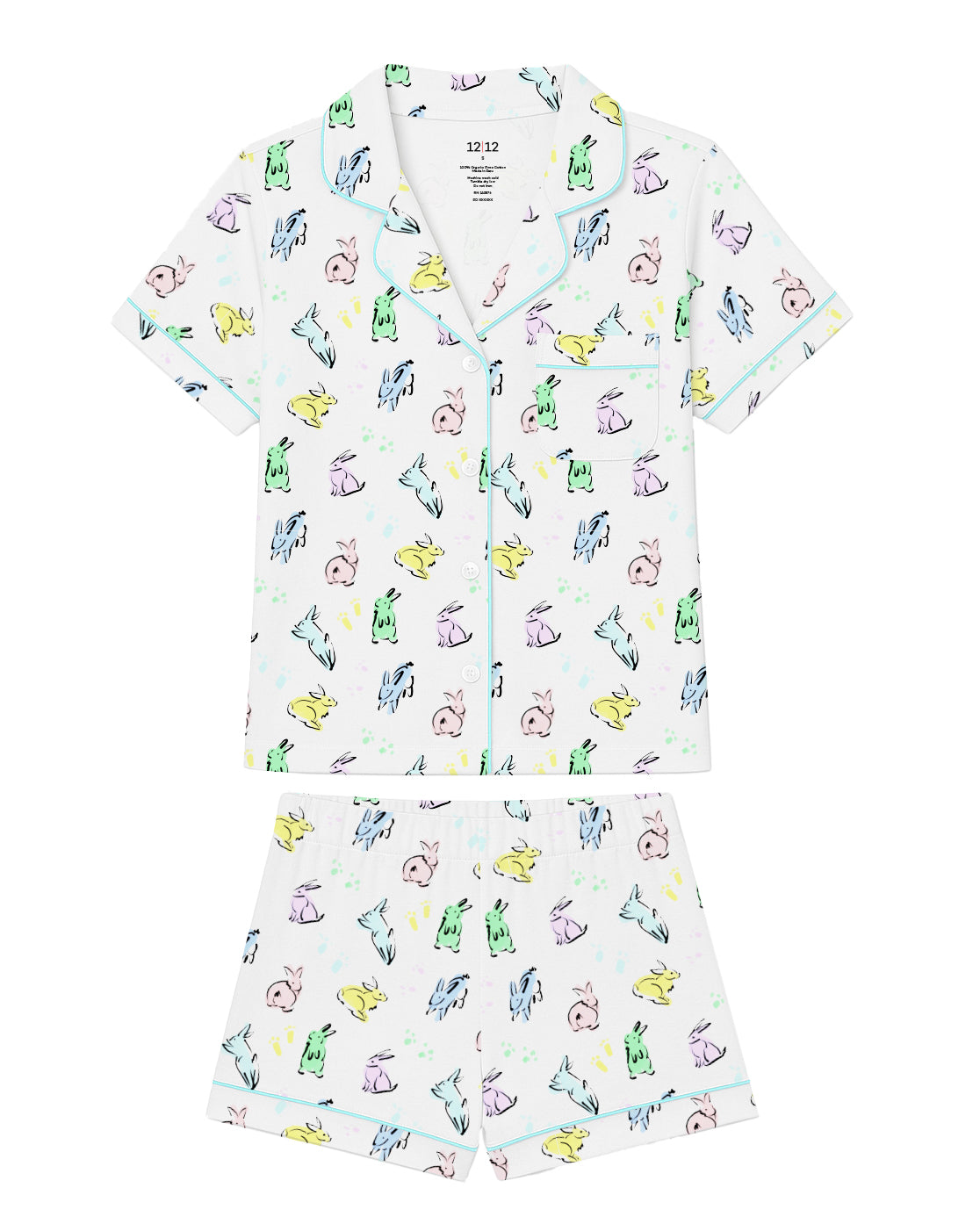 12|12 Organic Polo Pajama Set with Shorts [Bunny Hop]