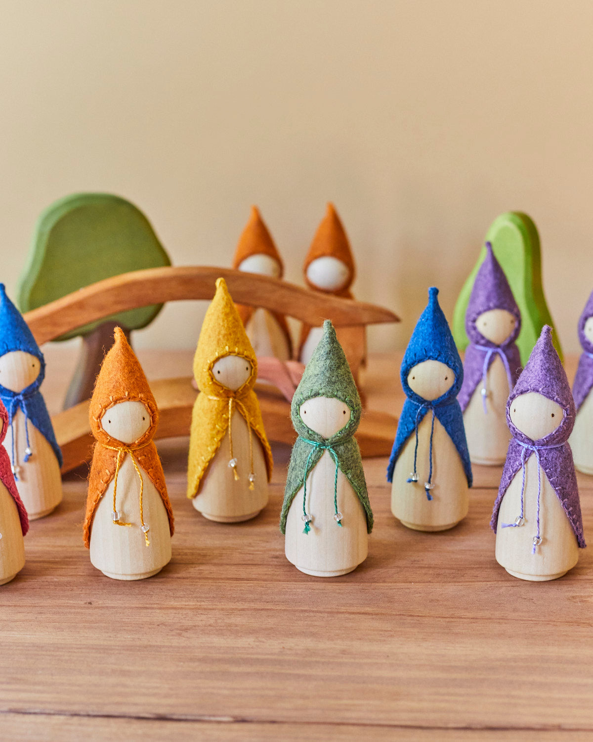 Wonderheart Rainbow Wooden Gnome Set