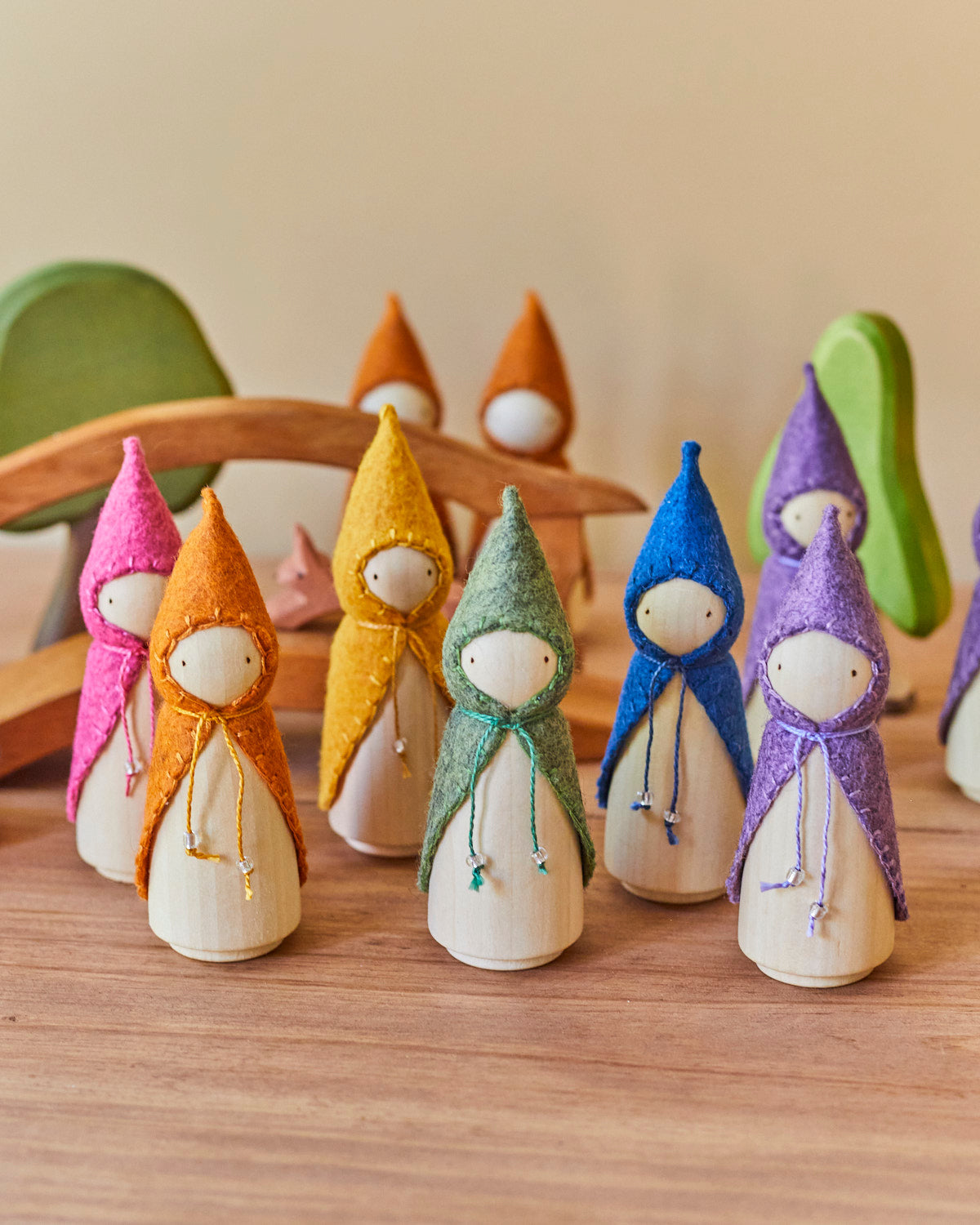 Wonderheart Rainbow Wooden Gnome Set