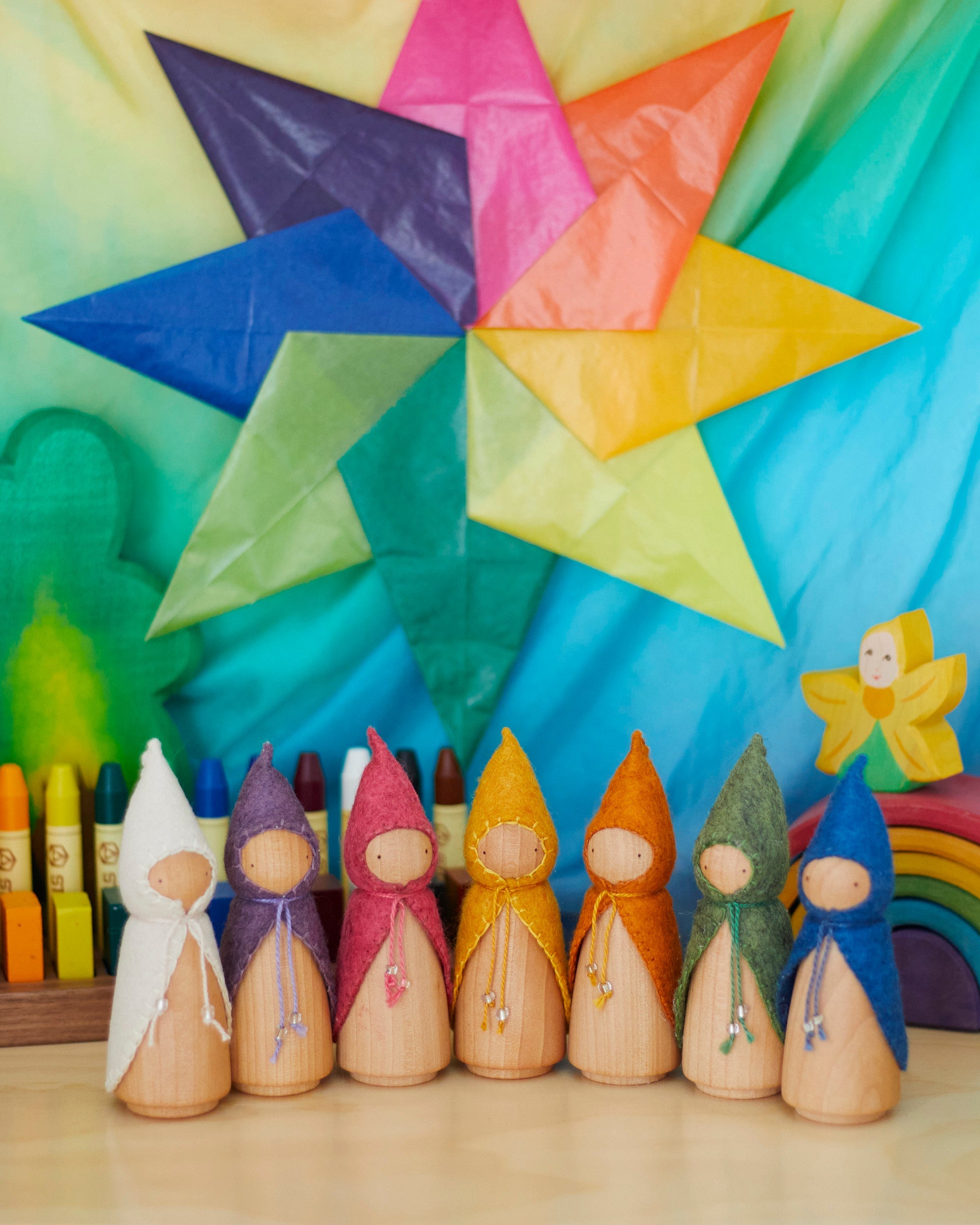 Wonderheart Colors of the Week Wooden Gnome Set - Gimme the Good Stuff