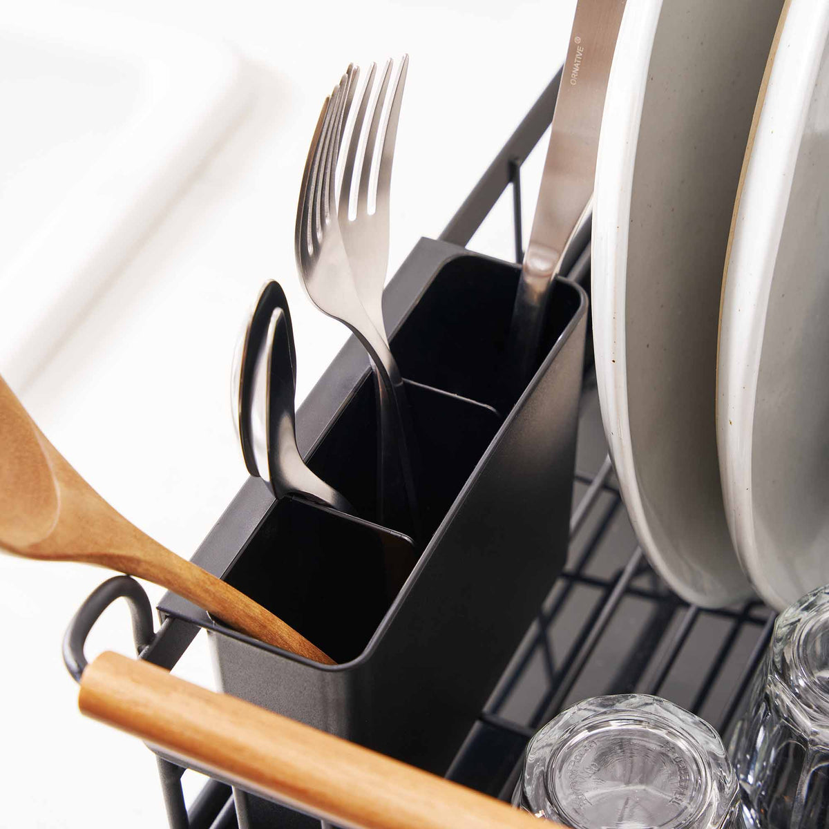 Yamazaki Home Dish Rack - Steel + Wood