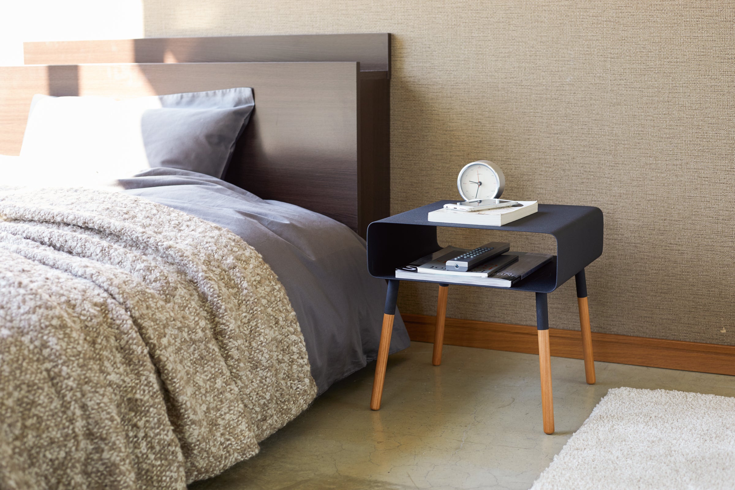 Yamazaki Home Storage Table - Short (14" H)  - Steel + Wood