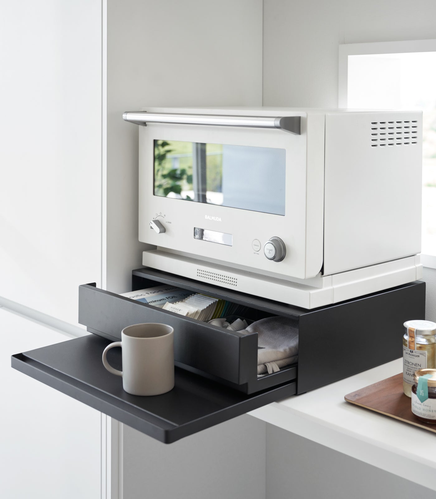 Yamazaki Home Countertop Drawer with Pull-Out Shelf - Steel
