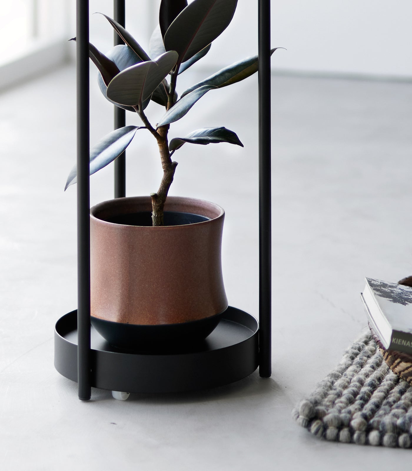 Yamazaki Home Two-Tier Rolling Plant Stand (28" H)  - Steel