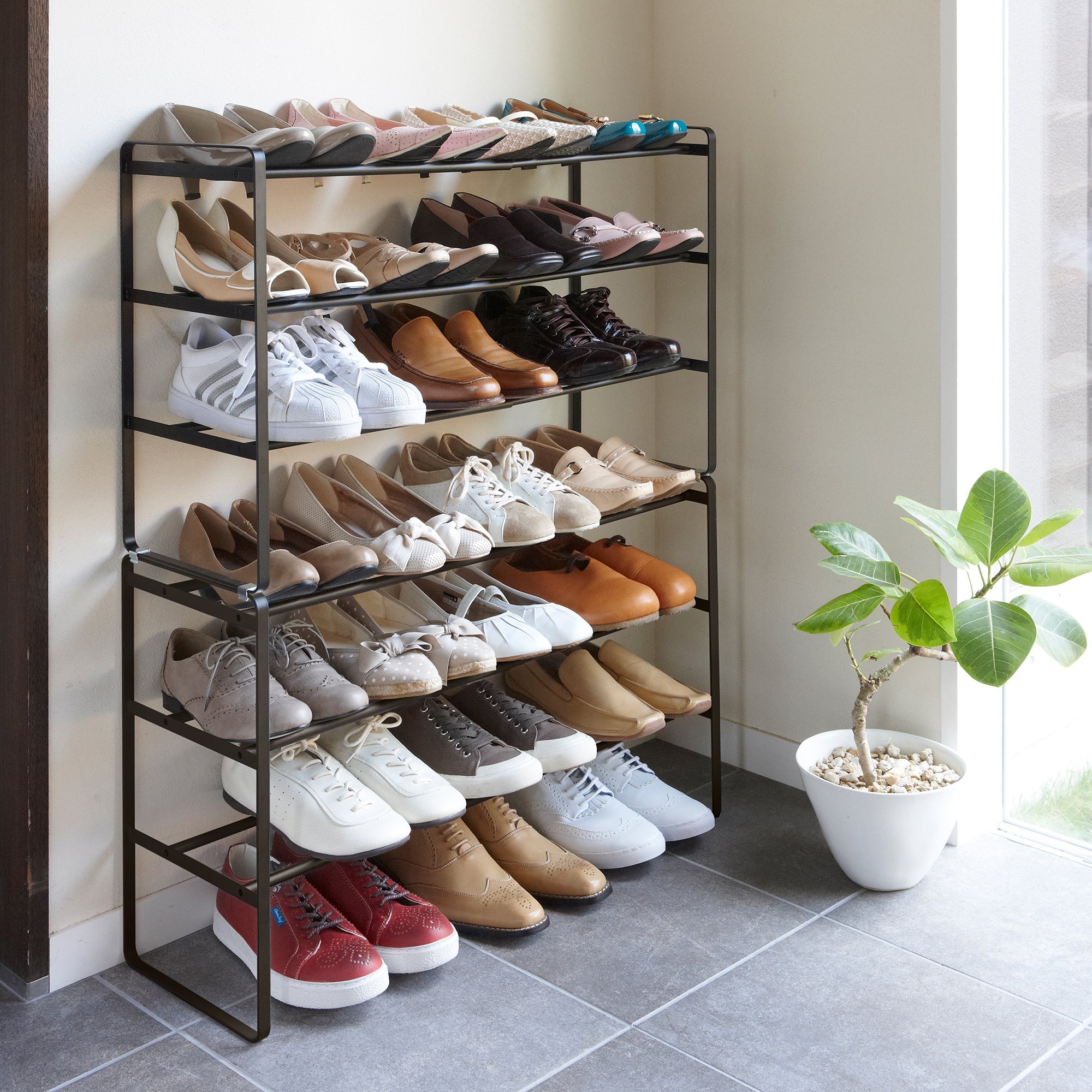 Yamazaki Home Three-Tier Expandable Shoe Rack (18" H)  - Steel