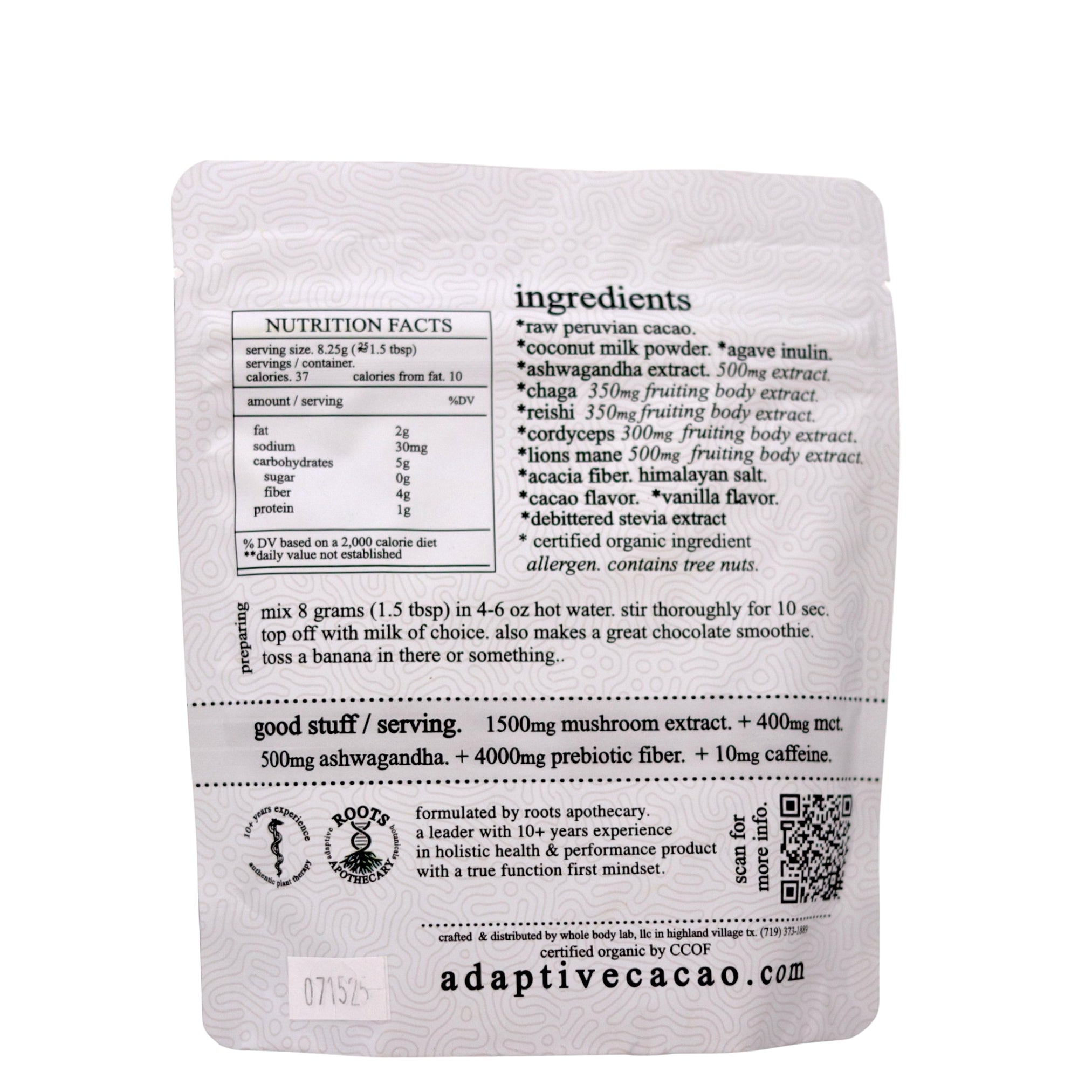 Roots Apothecary Adaptive Cacao Mini Bags