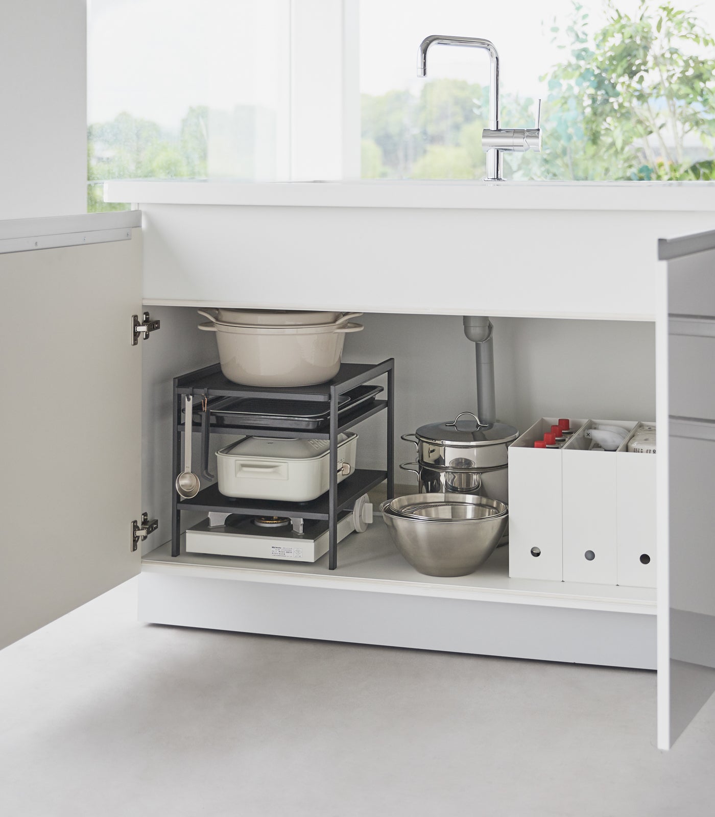 Yamazaki Home Three-Tier Cabinet Storage Rack (14" H)  - Steel
