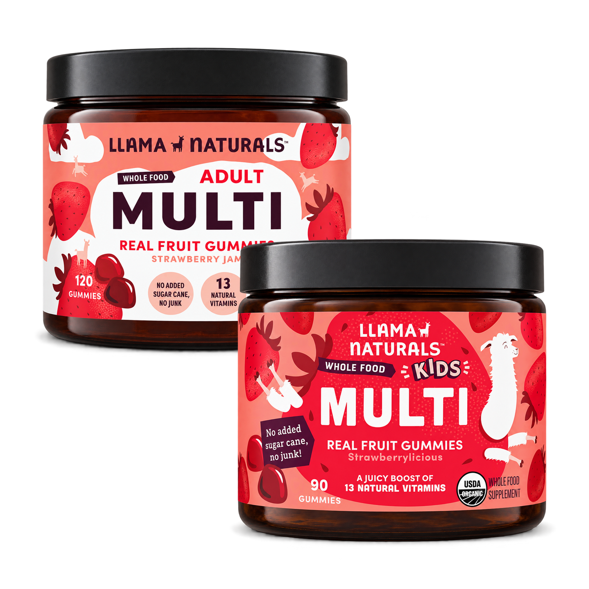 Llama Naturals Family Essentials Bundle - Adult + Kids Multi Gummies