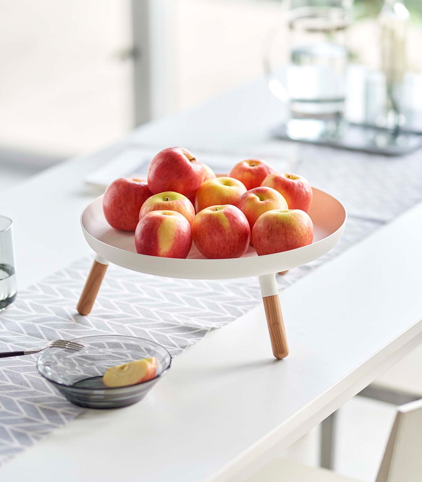 Yamazaki Home Countertop Pedestal Tray (5" H)  - Steel + Wood