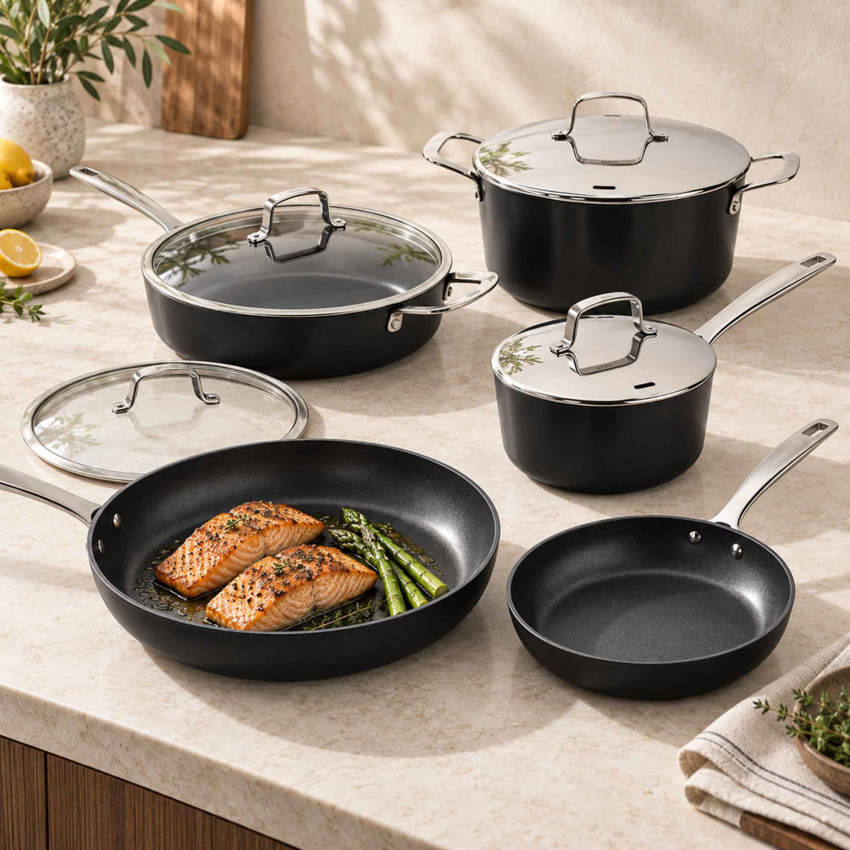 Alva Cookware Ceramic Nonstick Cookware Set, 9-Piece