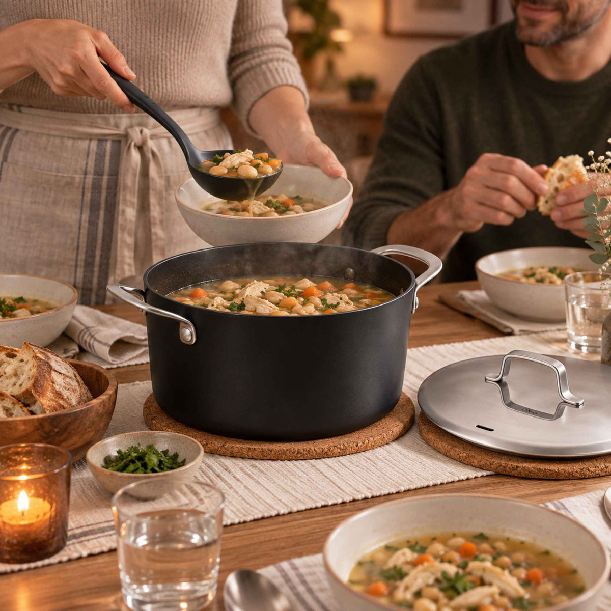 Alva Cookware Ceramic Nonstick Stock Pot with Lid, 4.5-Qt