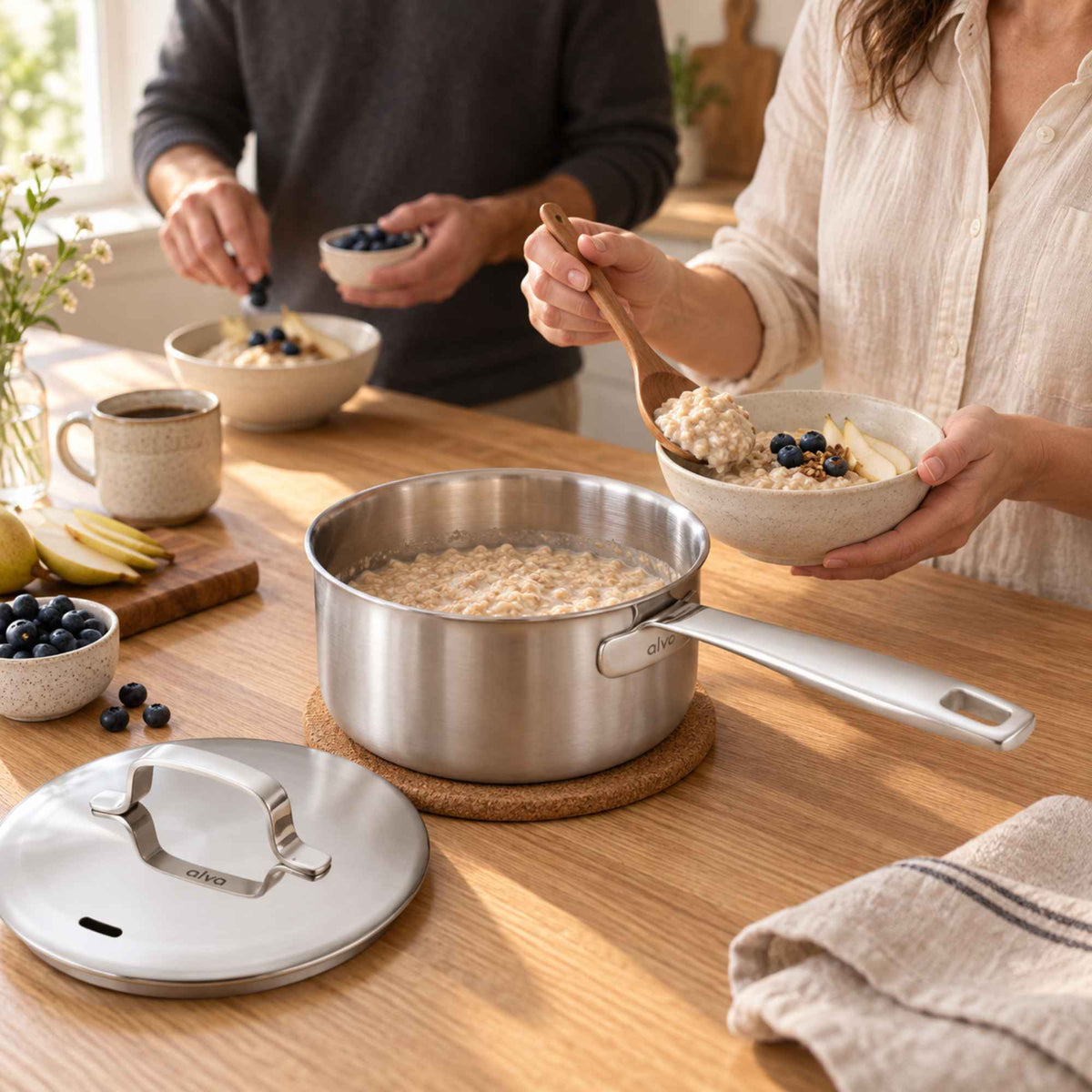 Alva Cookware 5-Ply Stainless Steel Saucepan with Lid