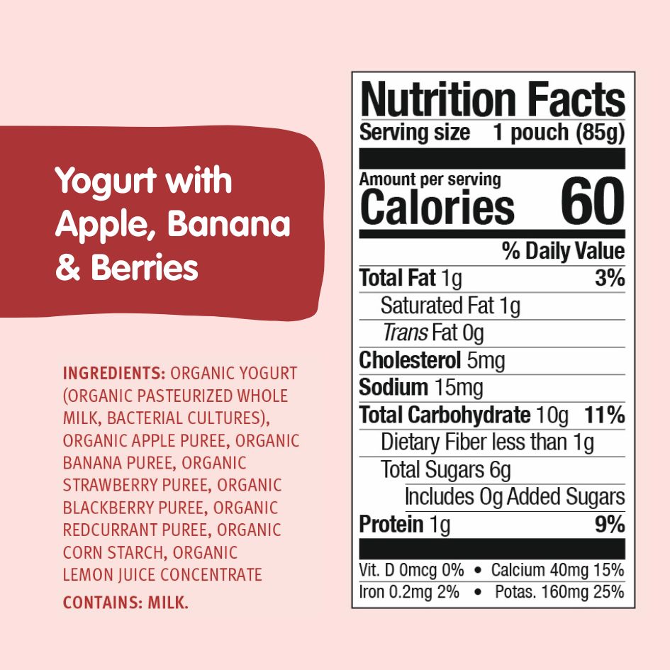 Holle Organic Yogurt Pouches - Apple, Banana & Berries