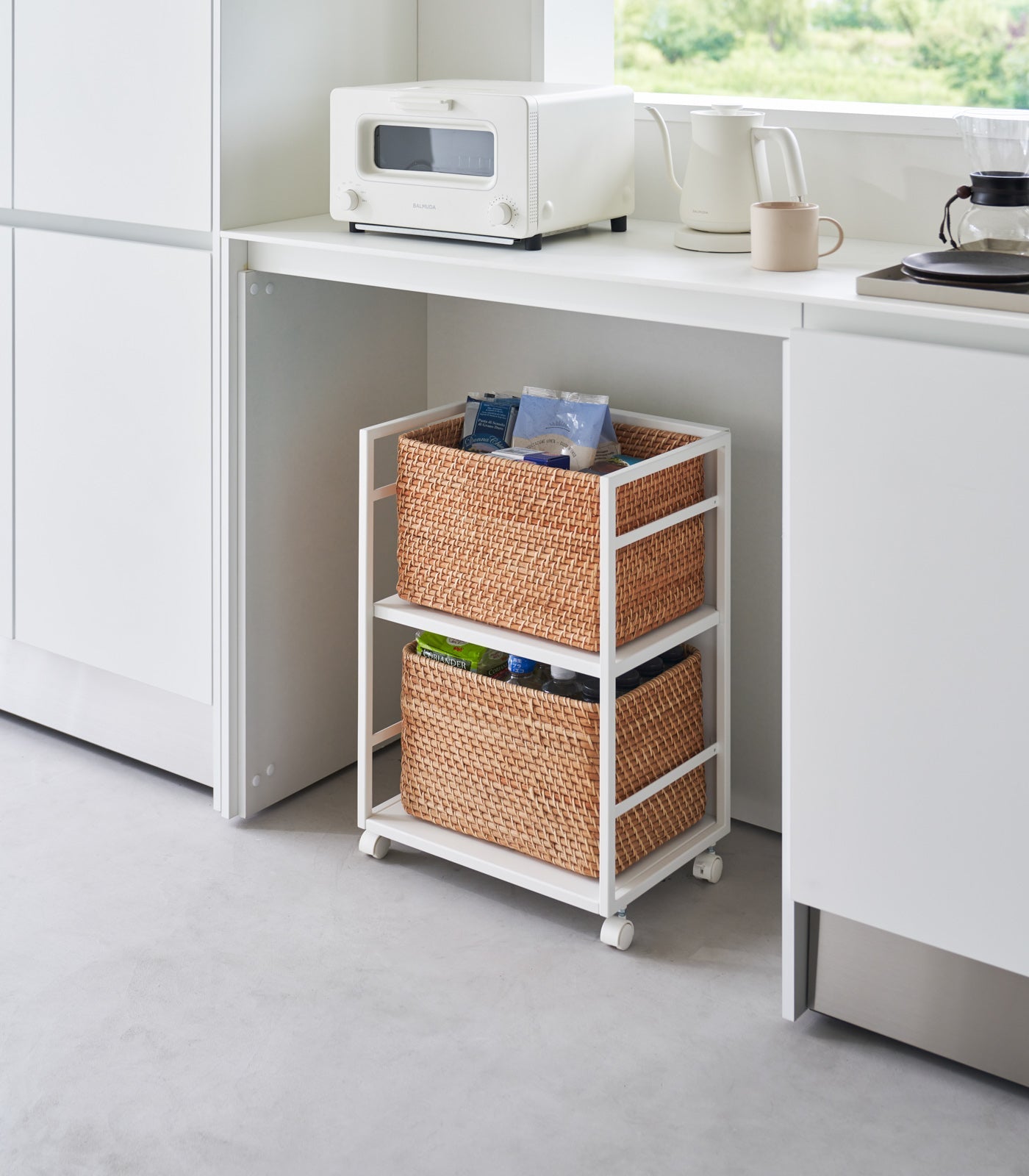 Yamazaki Home Two-Tier Hideaway Storage Cart (24" H)  - Steel