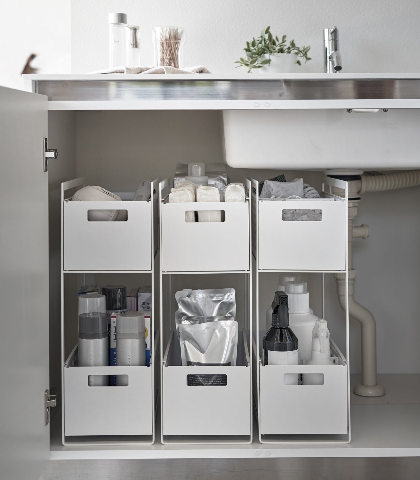 Yamazaki Home Two-Tier Cabinet Storage Basket
