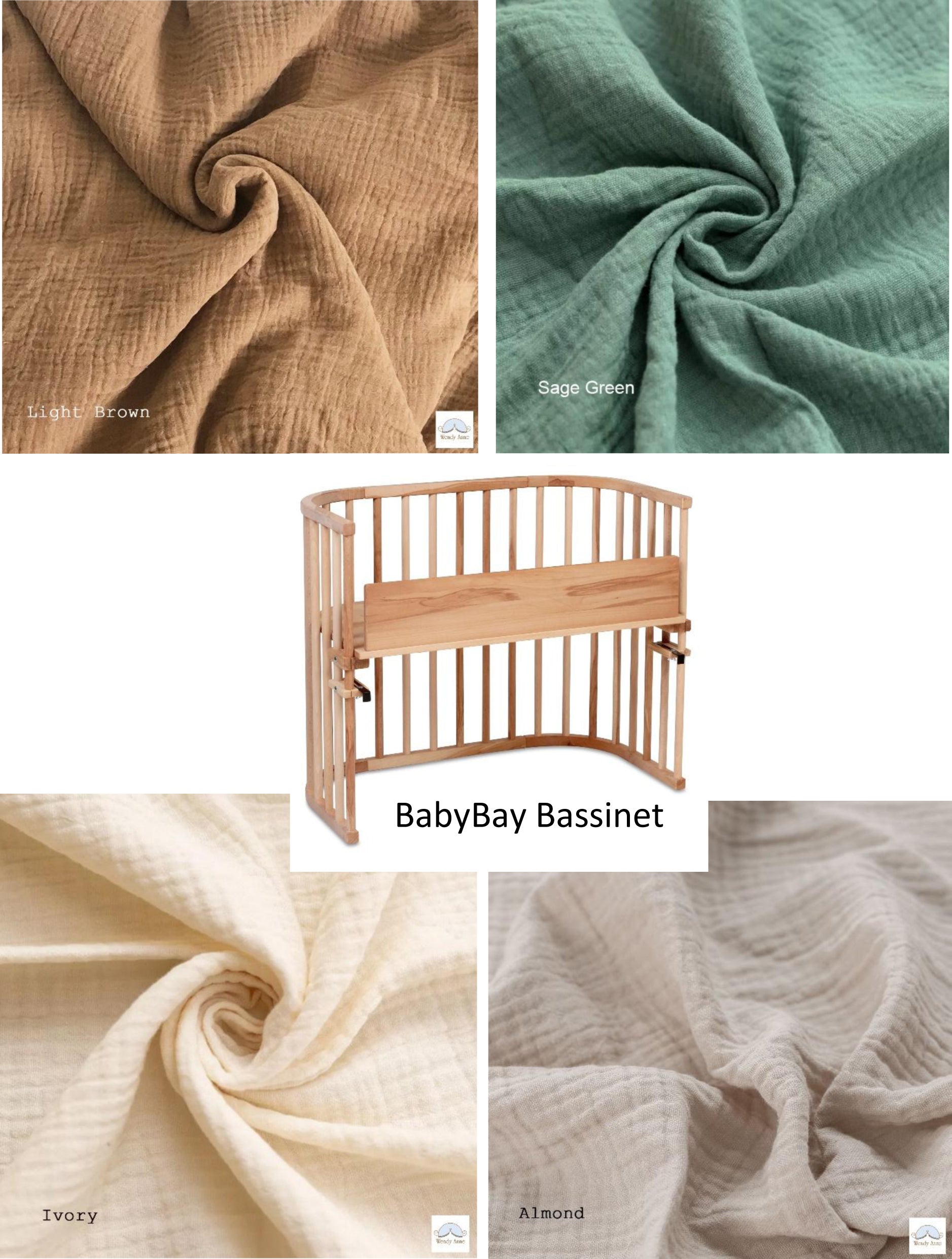 Wendy Anne Baby Bay Bassinet Cradle Custom Made Fitted Sheet - Organic Cotton Gauze