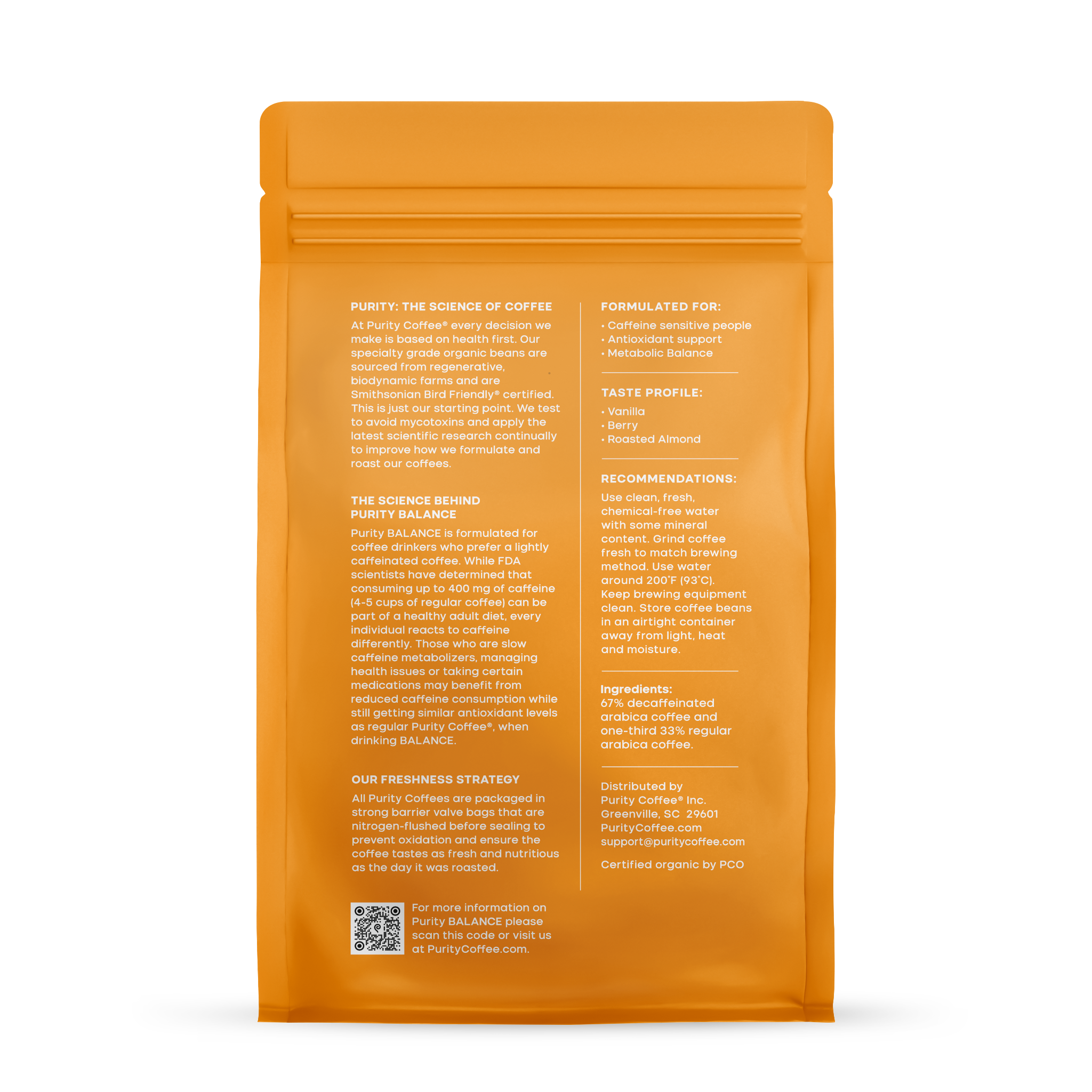 Purity Coffee BALANCE: ²/₃ Decaf Whole Bean Coffee