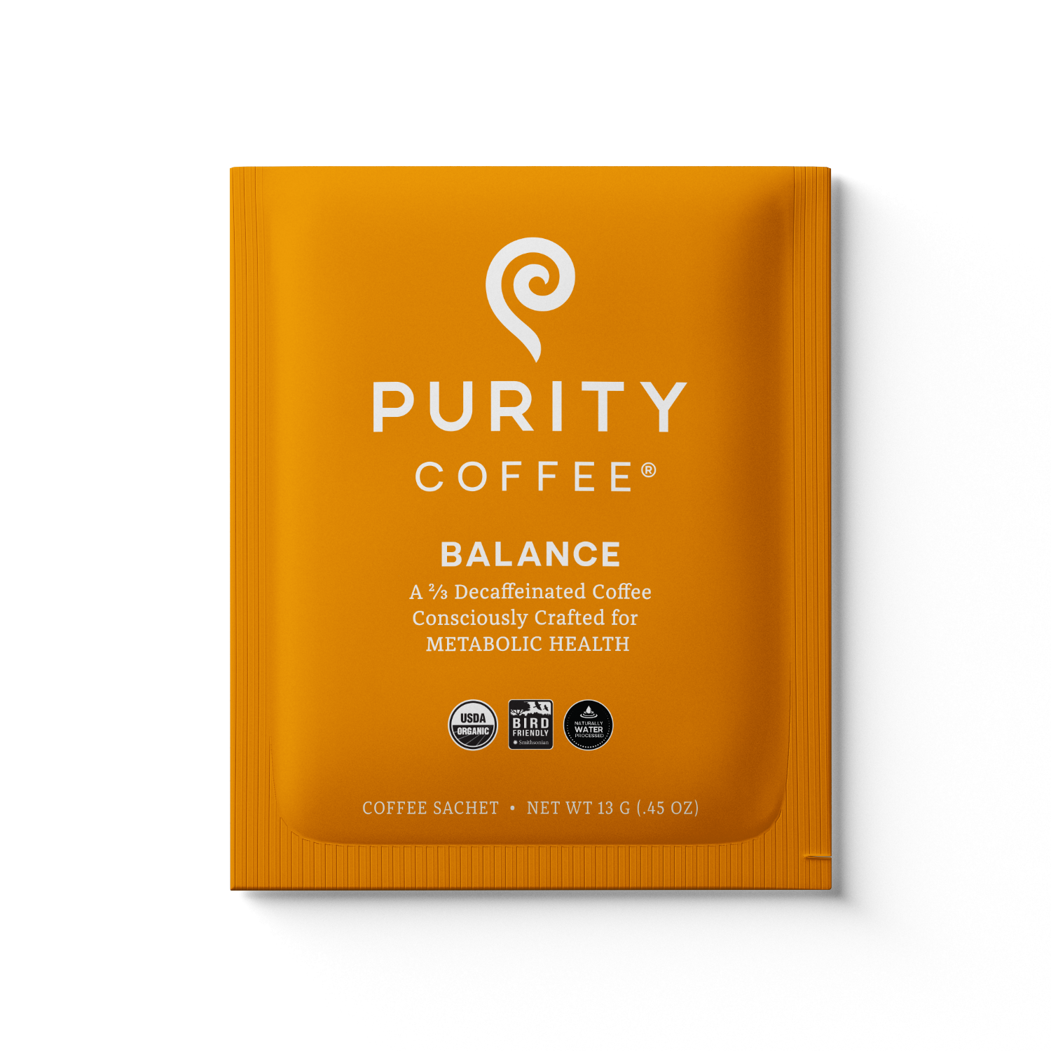 Purity Coffee Balance coffee sachet on a white background