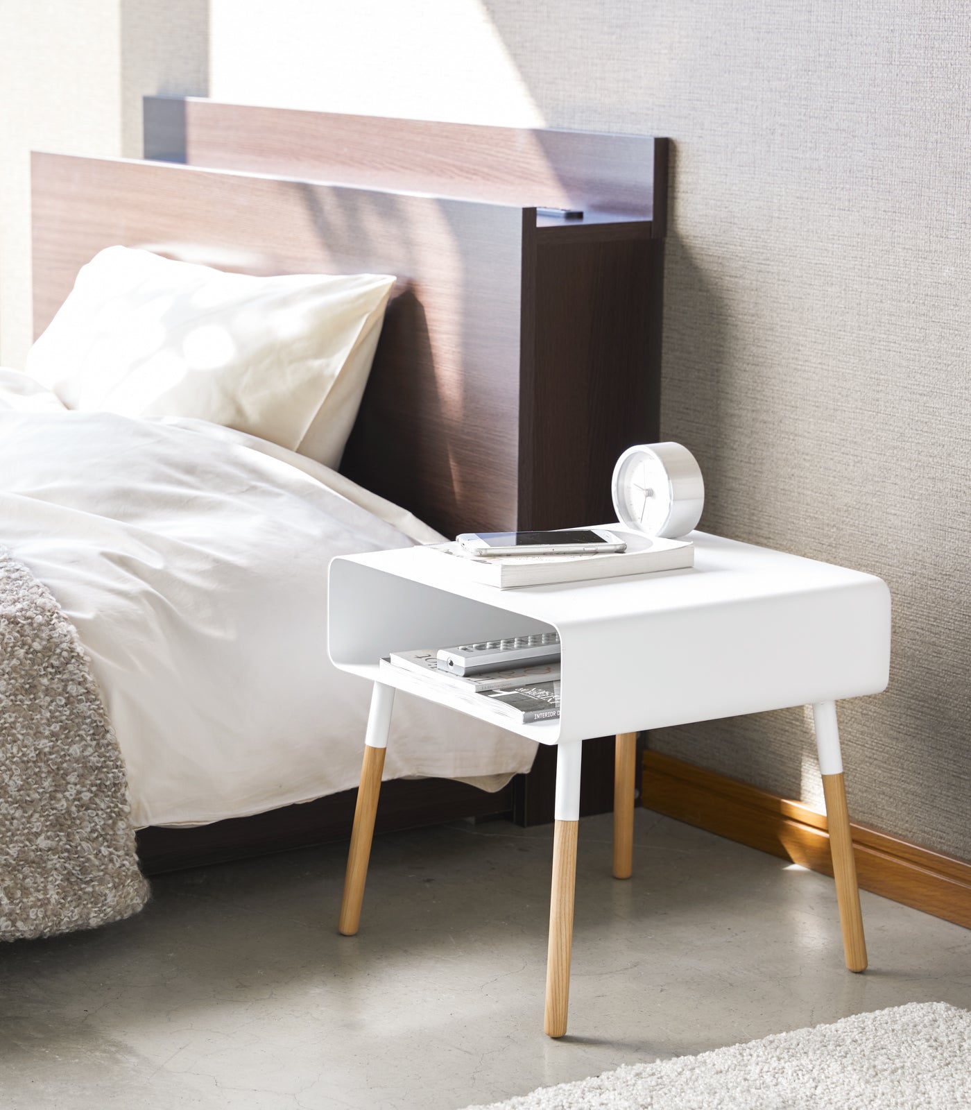 Yamazaki Home Storage Table - Short (14" H)  - Steel + Wood