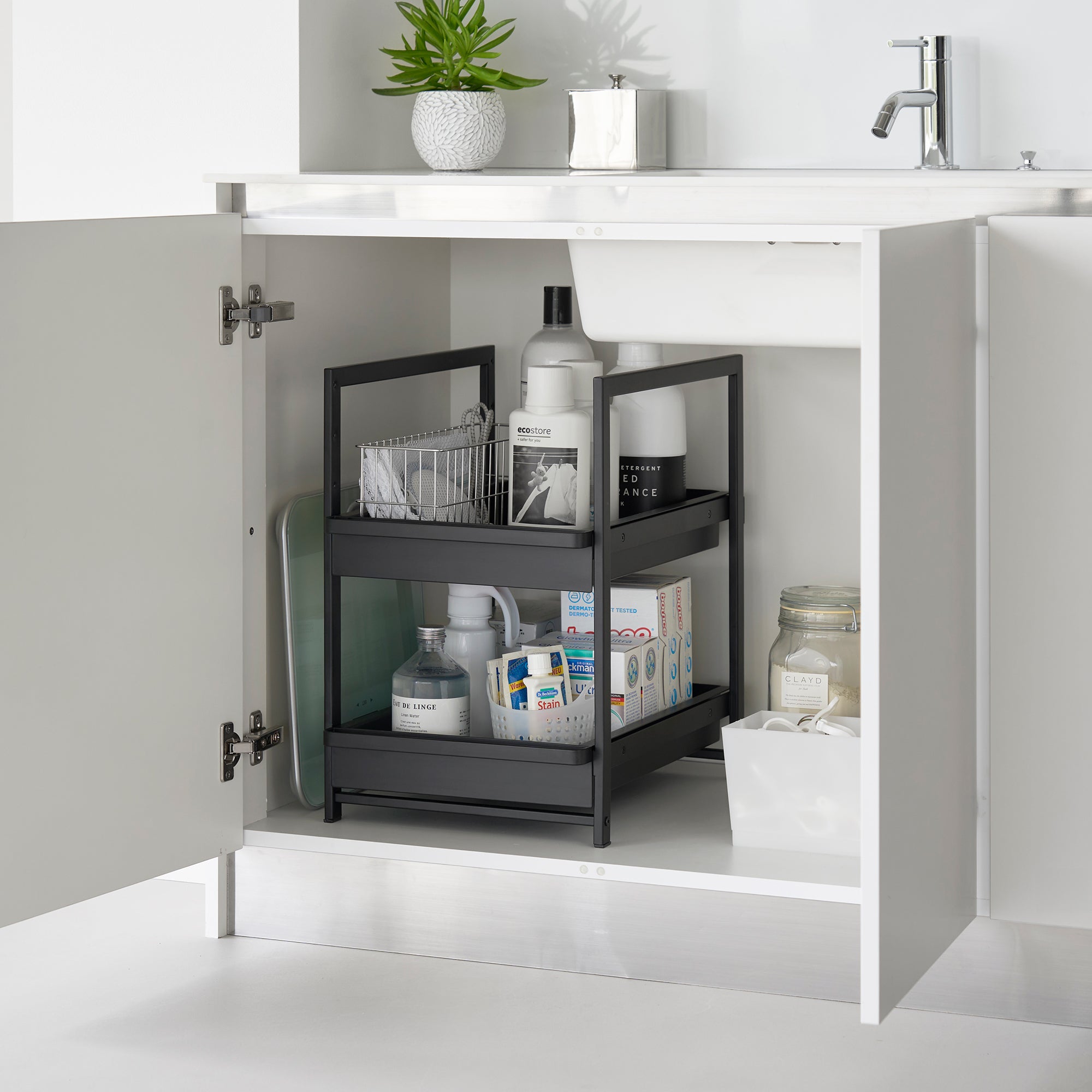 Yamazaki Home Two-Tier Pull-Out Shelf - Steel