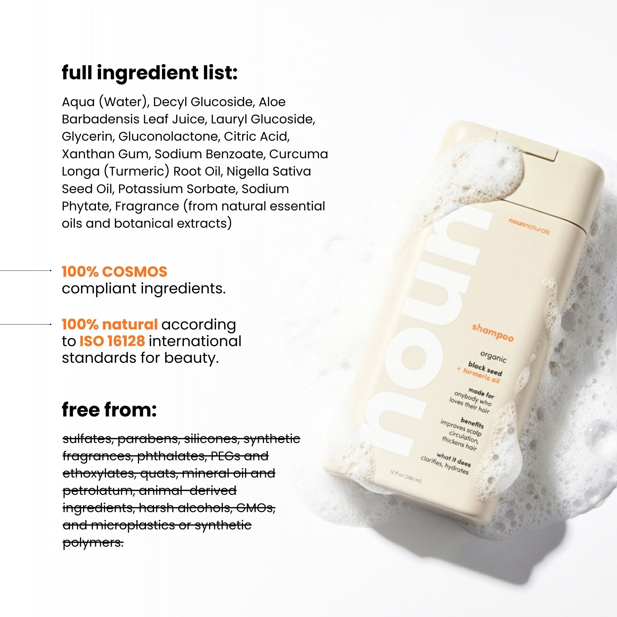 Noun Naturals Black Seed & Turmeric Gentle Cleansing and Clarifying Shampoo for Daily Use