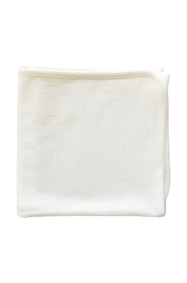 Dodo Banana white pointelle organic Pima cotton baby blanket