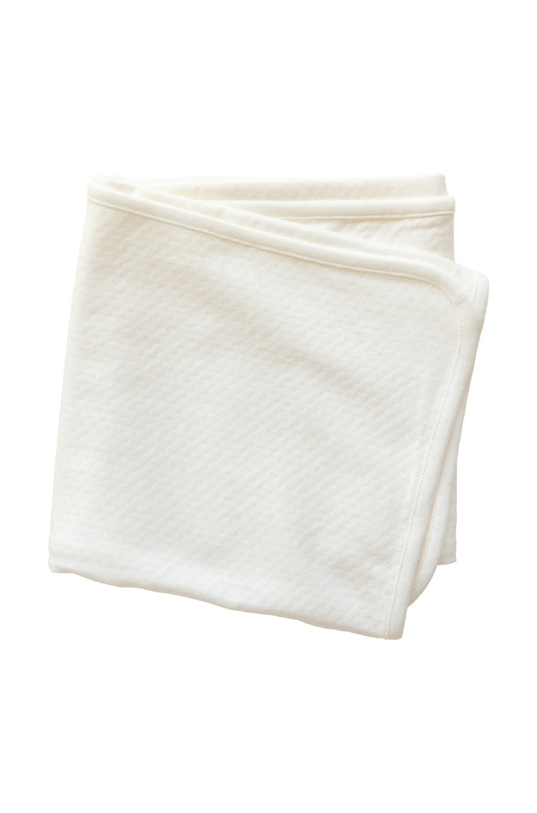 Dodo Banana white pointelle organic Pima cotton baby blanket