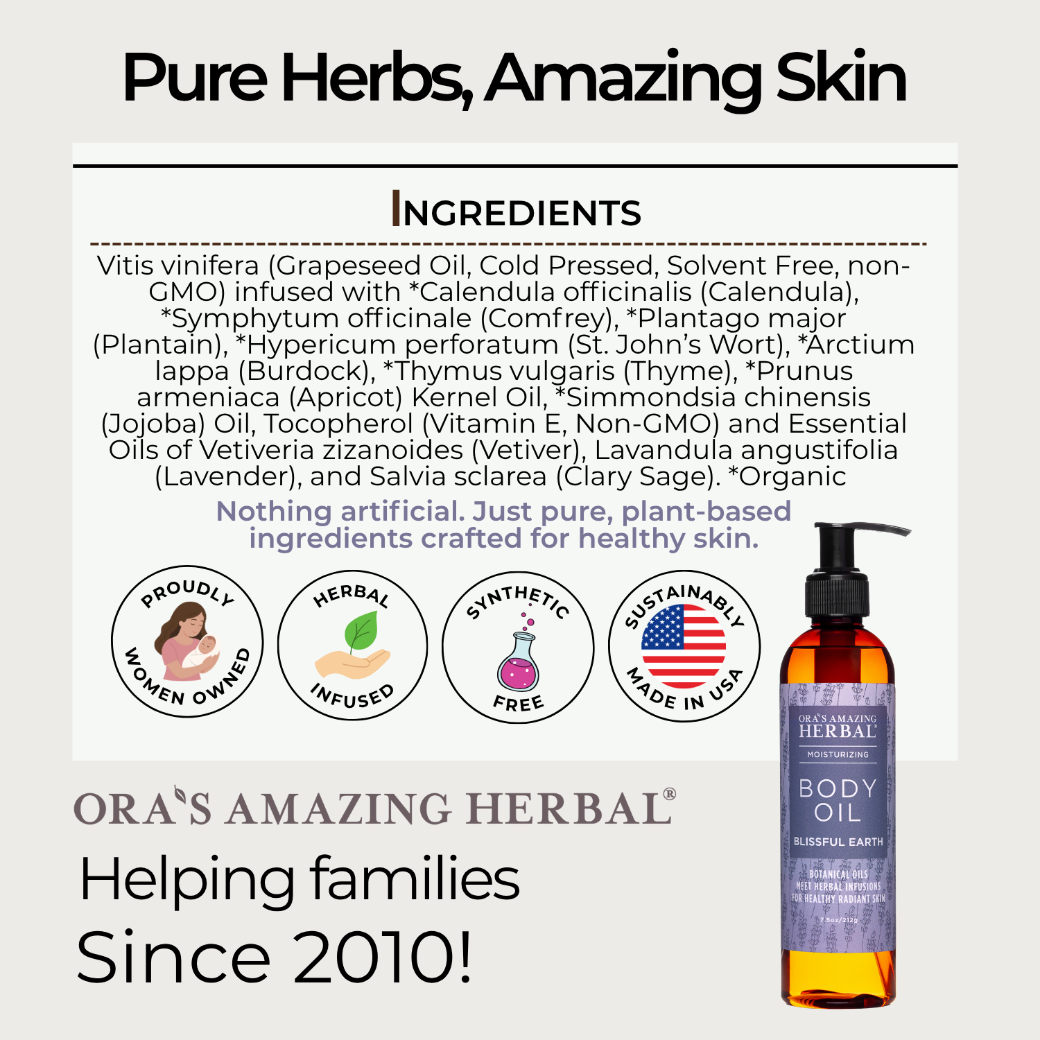 Ora's Amazing Herbal Body Oil, Blissful Earth