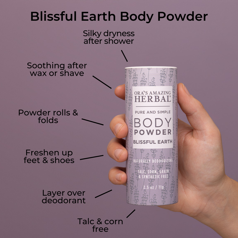Ora's Amazing Herbal Talc Free Body Powder, Blissful Earth Lavender Scent