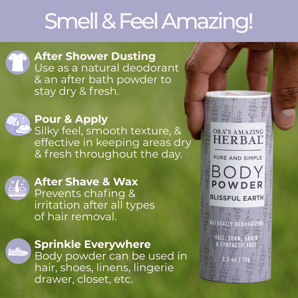 Ora's Amazing Herbal Talc Free Body Powder, Blissful Earth Lavender Scent