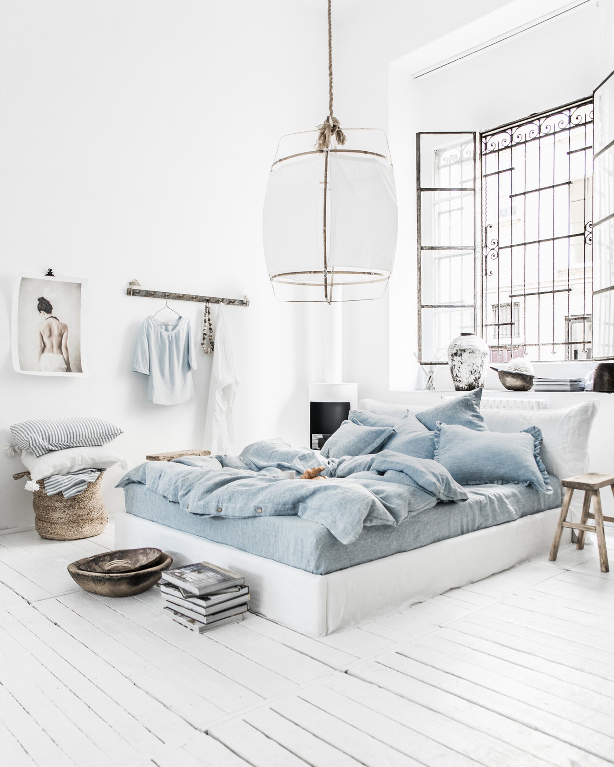 MagicLinen Blue Melange Linen Duvet Cover Set (3 Pcs)